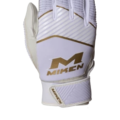 Gear Miken Softball MK7X Adult White And Gold Batting Gloves: MBGGLD-WHT