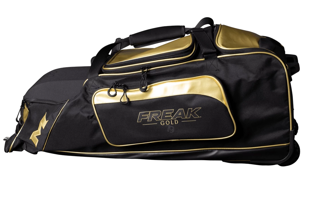 2022 Miken MK7X Championship Wheeled Roller Bag (Freak Gold Series): MKMK7X-CH-GLD 3 2022 Miken MK7X Championship Wheeled Roller Bag (Freak Gold Series): MKMK7X-CH-GLD