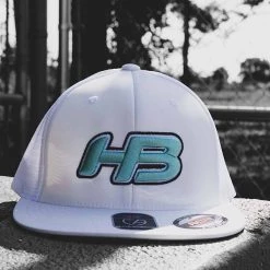 HB Sports Apparel Headbanger Sports I8501 Cap America Flexfit Performance Trucker Mesh Back Hat: White & Tiffany Blue