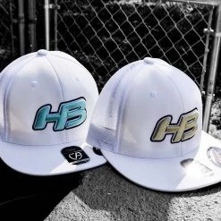 HB Sports Headbanger Sports I8501 Cap America Flexfit Performance Trucker Mesh Back Hat: White & Gold