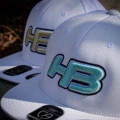 HB Sports Apparel Headbanger Sports I8501 Cap America Flexfit Performance Trucker Mesh Back Hat: White & Tiffany Blue