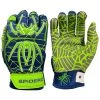 2021 Spiderz HYBRID Small Batch Batting Gloves: Navy Blue/Safety Green/White Gear
