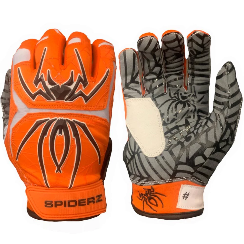 2021 Spiderz HYBRID Batting Gloves: Orange/Black/White Gear 3 2021 Spiderz HYBRID Batting Gloves: Orange/Black/White Gear
