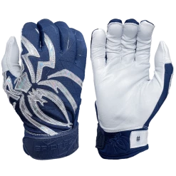 2022 Spiderz PRIZM Batting Gloves: Navy Blue/Silver