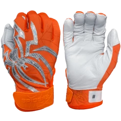 2022 Spiderz PRIZM Batting Gloves: Orange/Silver Gear