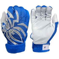 2022 Spiderz PRIZM Batting Gloves: Royal Blue/Silver