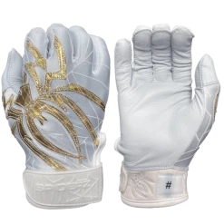 2022 Spiderz PRIZM Batting Gloves: White/Gold Gear