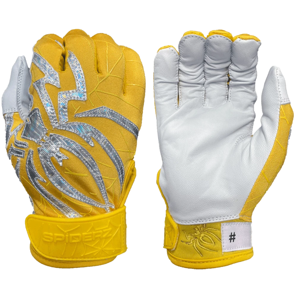 Gear 2022 Spiderz PRIZM Batting Gloves: Yellow/Silver 3 Gear 2022 Spiderz PRIZM Batting Gloves: Yellow/Silver