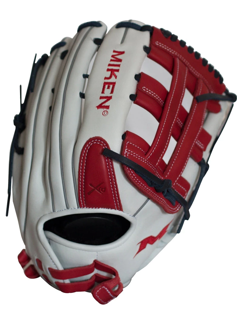 Miken Pro Series 13.5″ Slow Pitch Fielding Glove – White/Scarlet/Navy: PRO135WSN 3 Miken Pro Series 13.5″ Slow Pitch Fielding Glove – White/Scarlet/Navy: PRO135WSN