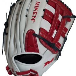 Gear Miken Pro Series 14″ Slow Pitch Fielding Glove – White/Scarlet/Navy: PRO140WSN