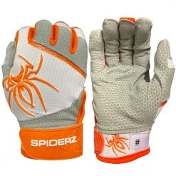 2022 Spiderz PRO Model Batting Gloves: White/Orange
