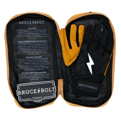 Bruce Bolt PREMIUM PRO Short Cuff Batting Gloves: Black