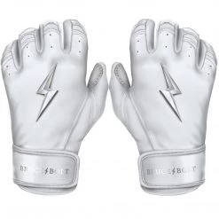 Bruce Bolt PREMIUM PRO Chrome Series Short Cuff Batting Gloves: White Gear