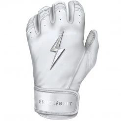 Bruce Bolt PREMIUM PRO Chrome Series Short Cuff Batting Gloves: White Gear