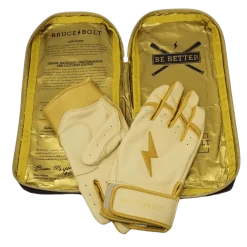 Bruce Bolt PREMIUM PRO Gold Series Batting Gloves: Short Cuff