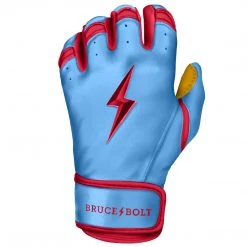 Bruce Bolt PREMIUM PRO BADER Series Short Cuff Batting Gloves: Baby Blue Gear