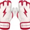 Bruce Bolt PREMIUM PRO BADER Series Short Cuff Batting Gloves: White Gear 2 Bruce Bolt PREMIUM PRO BADER Series Short Cuff Batting Gloves: White Gear