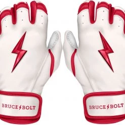 Bruce Bolt PREMIUM PRO BADER Series Short Cuff Batting Gloves: White Gear