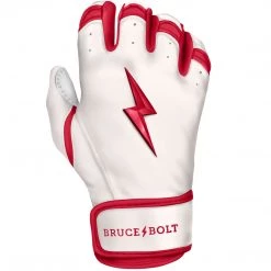 Bruce Bolt PREMIUM PRO BADER Series Short Cuff Batting Gloves: White Gear