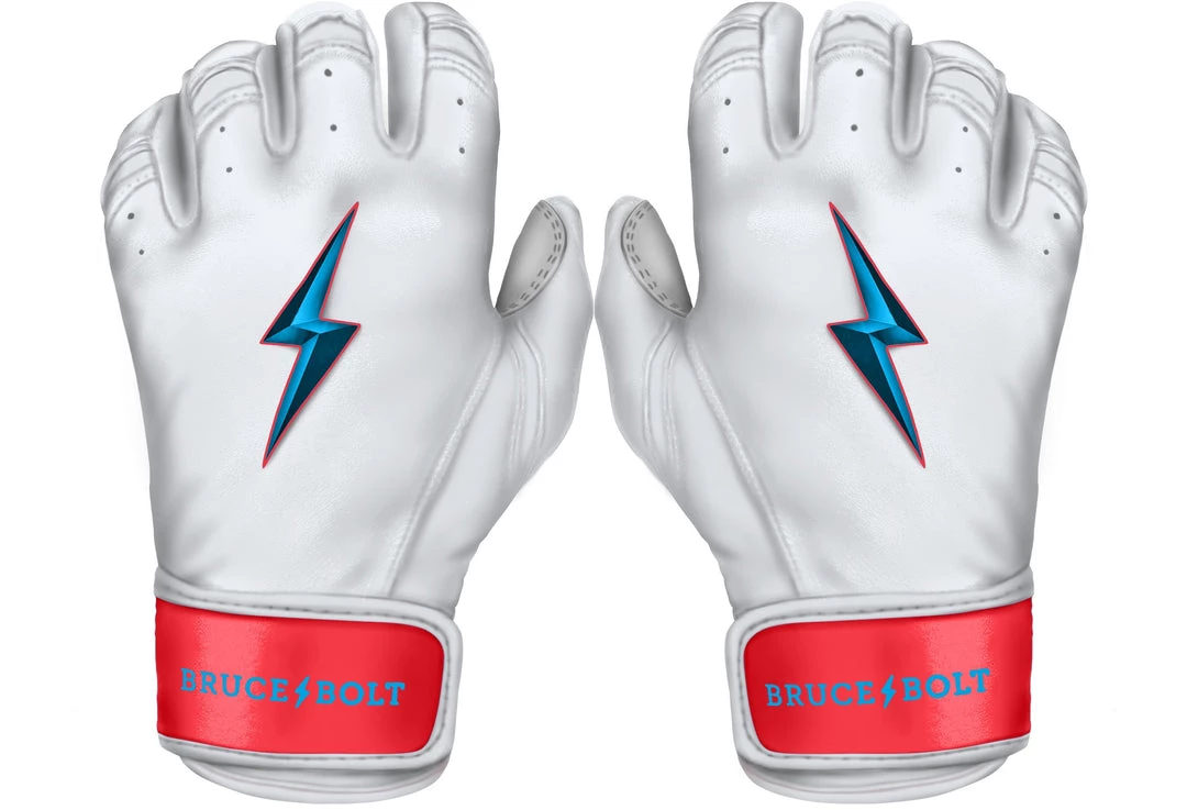 Bruce Bolt PREMIUM PRO BRINSON Series Short Cuff Batting Gloves: White 3 Bruce Bolt PREMIUM PRO BRINSON Series Short Cuff Batting Gloves: White