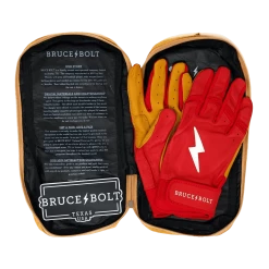 Bruce Bolt PREMIUM PRO Short Cuff Batting Gloves: Red Gear