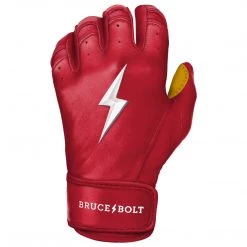 Bruce Bolt PREMIUM PRO Short Cuff Batting Gloves: Red Gear