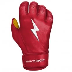 Bruce Bolt PREMIUM PRO Short Cuff Batting Gloves: Red Gear