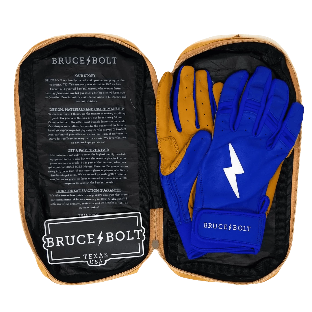 Bruce Bolt PREMIUM PRO Short Cuff Batting Gloves: Royal 8 Bruce Bolt PREMIUM PRO Short Cuff Batting Gloves: Royal