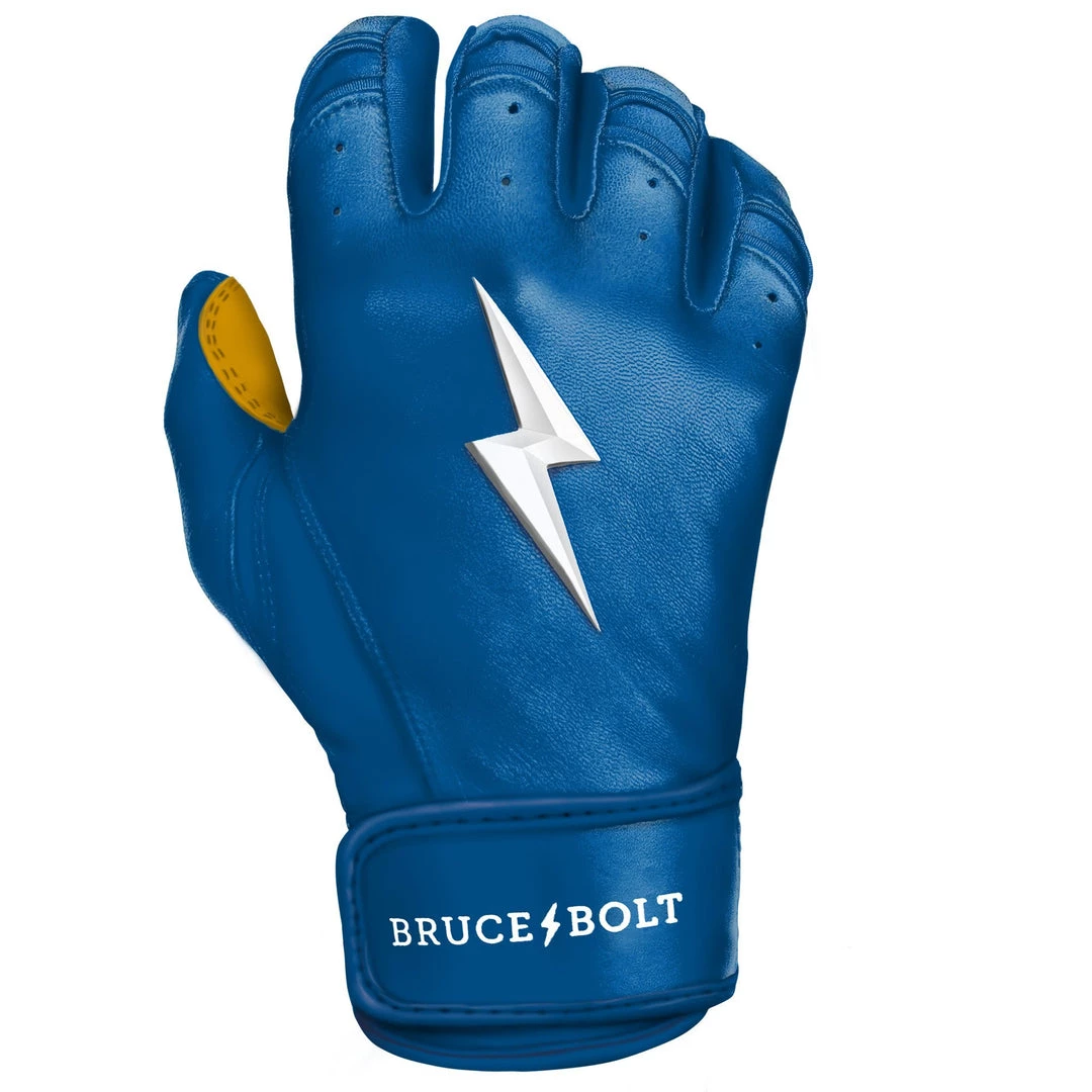 Bruce Bolt PREMIUM PRO Short Cuff Batting Gloves: Royal 12 Bruce Bolt PREMIUM PRO Short Cuff Batting Gloves: Royal