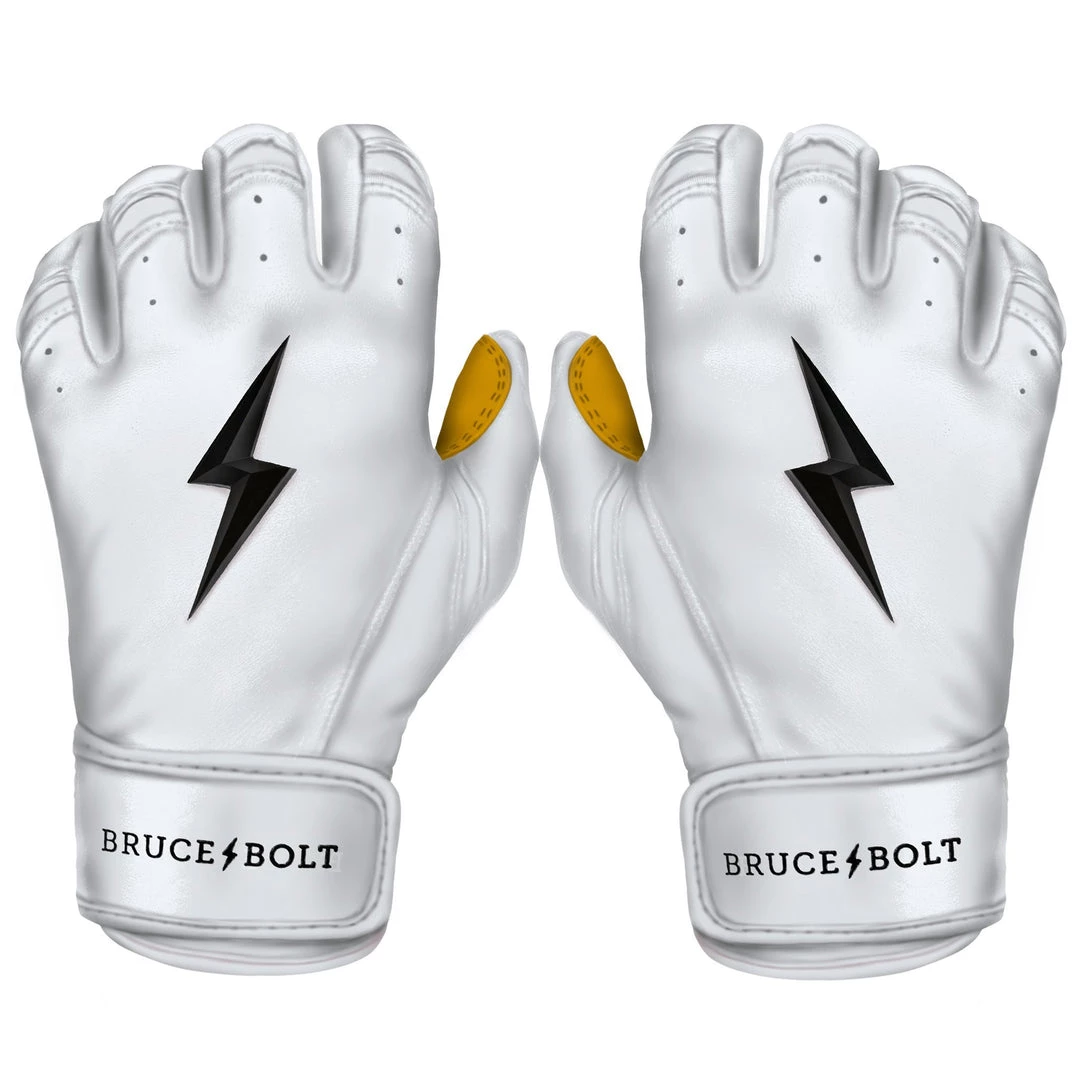 Gear Bruce Bolt PREMIUM PRO Short Cuff Batting Gloves: White 3 Gear Bruce Bolt PREMIUM PRO Short Cuff Batting Gloves: White