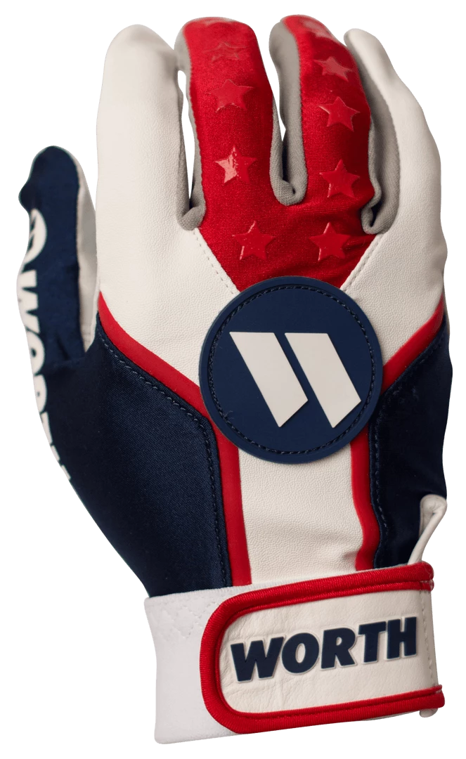 Gear Worth Adult Red, White, And Blue Team Batting Gloves: WBATGL-RWB 3 Gear Worth Adult Red, White, And Blue Team Batting Gloves: WBATGL-RWB