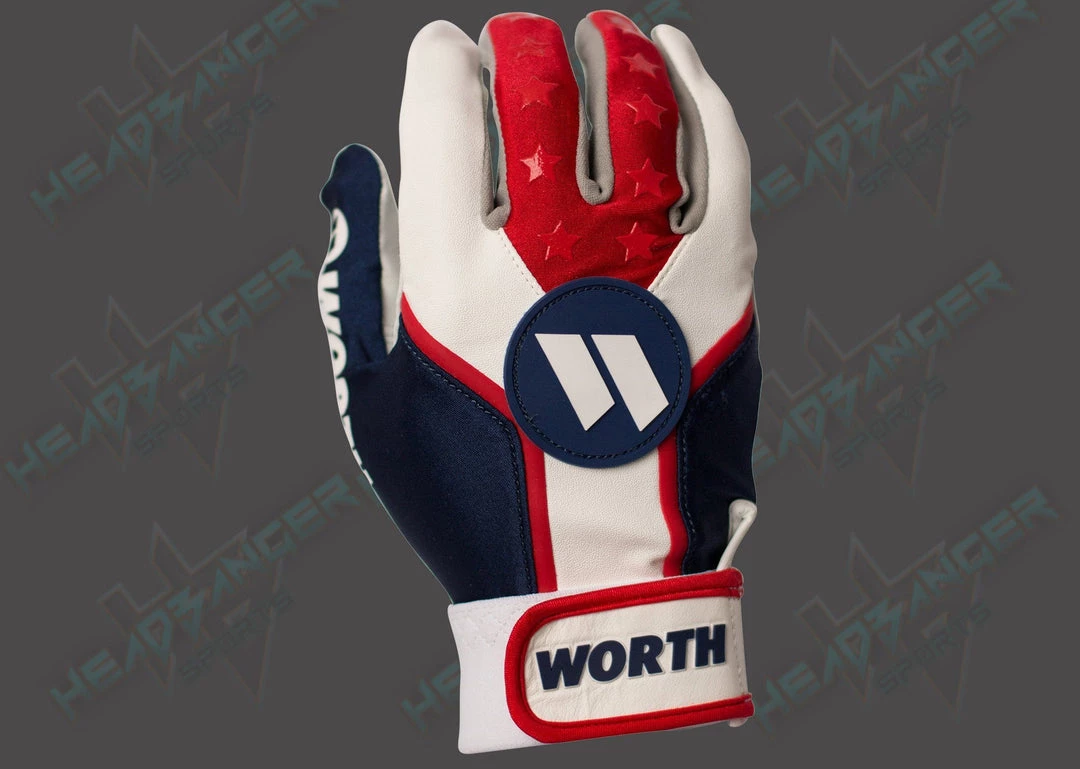 Gear Worth Adult Red, White, And Blue Team Batting Gloves: WBATGL-RWB 5 Gear Worth Adult Red, White, And Blue Team Batting Gloves: WBATGL-RWB