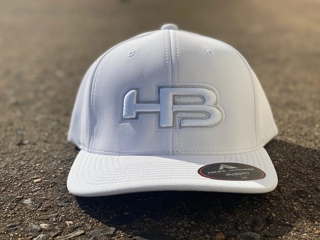 HB Sports Exclusive Pacific 498F Performance Flexfit Hat: White Glow 3 HB Sports Exclusive Pacific 498F Performance Flexfit Hat: White Glow