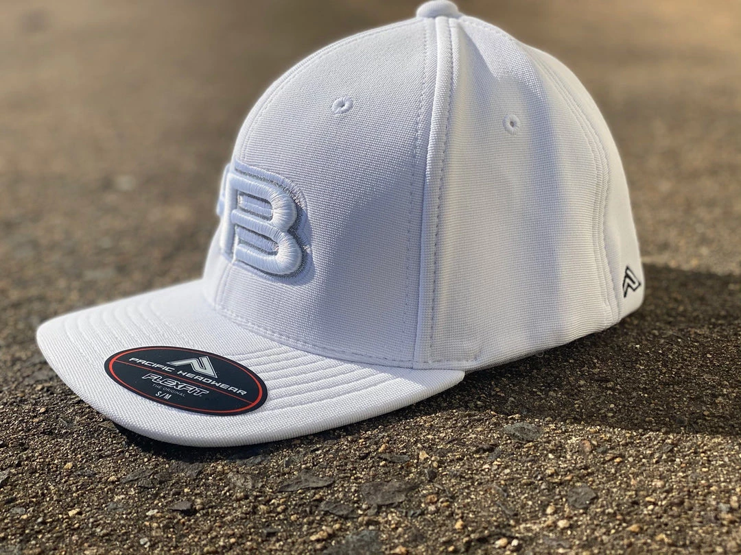 HB Sports Exclusive Pacific 498F Performance Flexfit Hat: White Glow 4 HB Sports Exclusive Pacific 498F Performance Flexfit Hat: White Glow