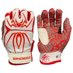 2021 Spiderz HYBRID Batting Gloves: White/Red Gear