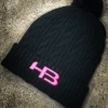 HB Sports Woven Knit Winter Hat (Beanie): Black And Pink Apparel 2 HB Sports Woven Knit Winter Hat (Beanie): Black And Pink Apparel