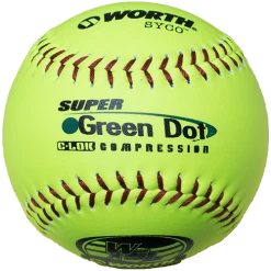 Worth 11" Super Green Dot WSL Slowpitch Softballs 47/400 (Dozen): YS11WSLC