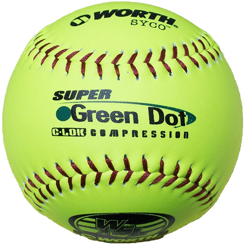Worth 11" Super Green Dot WSL Slowpitch Softballs 47/400 (Dozen): YS11WSLC 3 Worth 11" Super Green Dot WSL Slowpitch Softballs 47/400 (Dozen): YS11WSLC