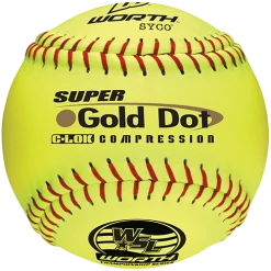 Worth 12" Super Gold Dot WSL Slowpitch Softballs (Dozen): YS44WSLC Gear