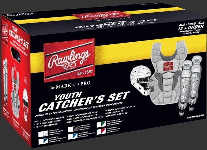 Rawlings Youth White/Silver VELO 2.0 Catcher's Gear Box Set: CSV2Y-W/SIL 4 Rawlings Youth White/Silver VELO 2.0 Catcher's Gear Box Set: CSV2Y-W/SIL