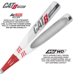 Bats Marucci CAT 8 Connect BBCOR (-3) Baseball Bat: MCBCC8 9 Bats Marucci CAT 8 Connect BBCOR (-3) Baseball Bat: MCBCC8