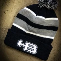Apparel HB Sports Striped Color Winter Pom-Pom Beanie Hat