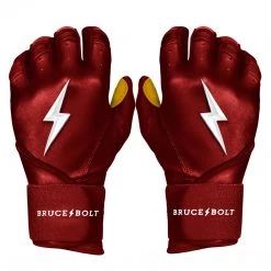 Gear Bruce Bolt PREMIUM PRO Long Cuff Batting Gloves: Maroon