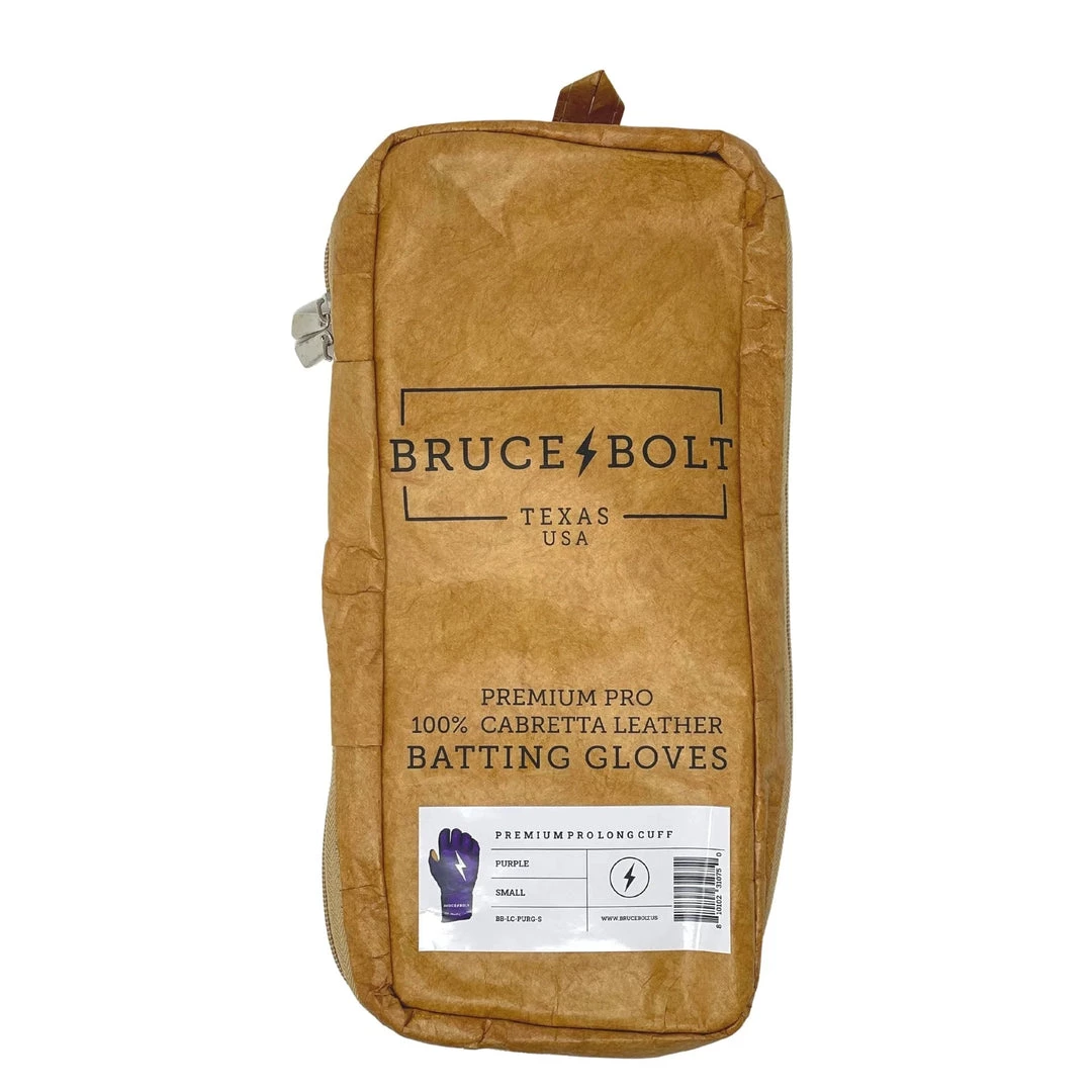 Bruce Bolt PREMIUM PRO Long Cuff Batting Gloves: Purple 9 Bruce Bolt PREMIUM PRO Long Cuff Batting Gloves: Purple