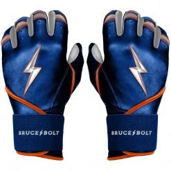 Bruce Bolt PREMIUM PRO NIMMO Long Cuff Batting Gloves: Mets Blue