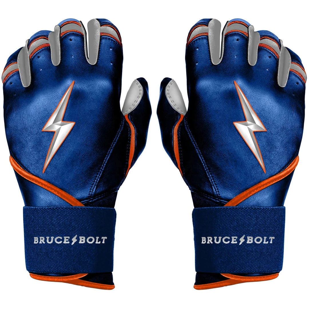 Bruce Bolt PREMIUM PRO NIMMO Long Cuff Batting Gloves: Mets Blue 2 Bruce Bolt PREMIUM PRO NIMMO Long Cuff Batting Gloves: Mets Blue