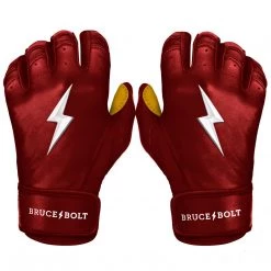 Bruce Bolt PREMIUM PRO Short Cuff Batting Gloves: Maroon Gear
