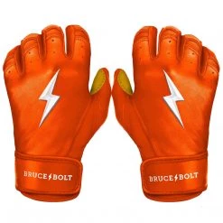 Gear Bruce Bolt PREMIUM PRO Short Cuff Batting Gloves: Orange